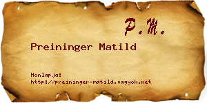 Preininger Matild névjegykártya